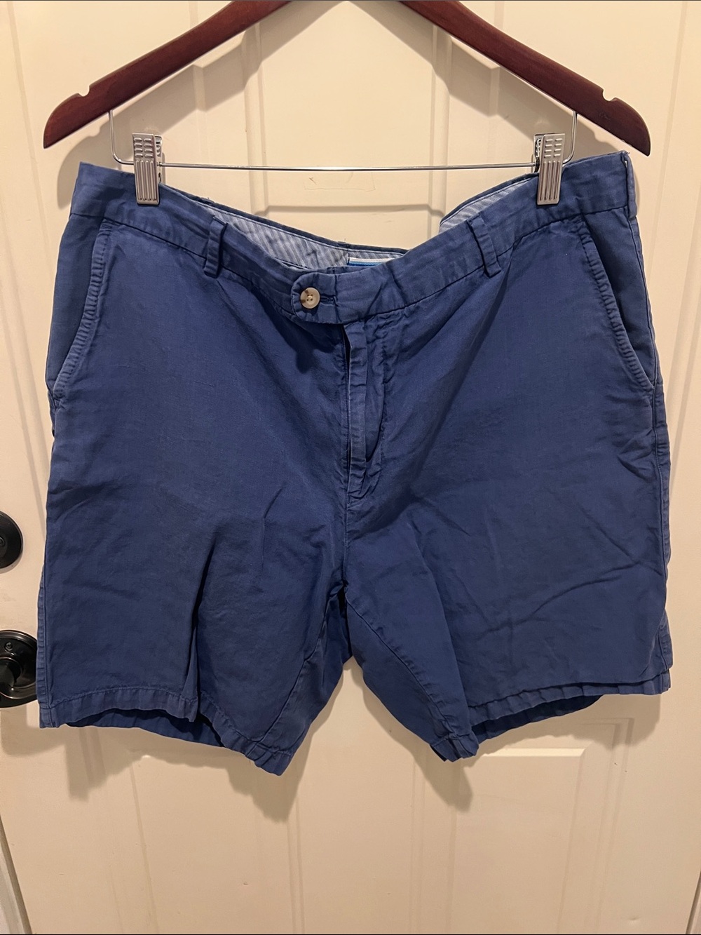 Peter Millar Navy Blue Flat-Front Cotton Shorts sz 38 9in inseam